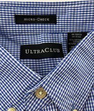 Load image into Gallery viewer, Ultra Club Men's Long Sleeve Button Shirt Blue Mini Check Poplin Multiple Sizes