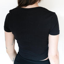 Load image into Gallery viewer, American Apparel Women's Crop Top Solid Black Cotton with Elastane Cropped XS