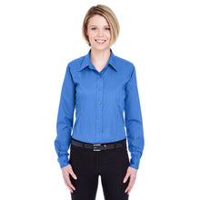 Load image into Gallery viewer, Ultra Club Ladies Long Sleeve Button Down Shirt Easy-Care Wrinkle Resistant Blue
