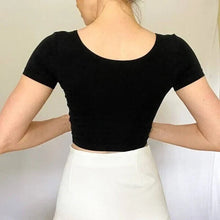 Load image into Gallery viewer, American Apparel Women's Crop Top Solid Black Cotton with Elastane Cropped XS