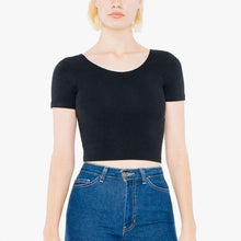 Load image into Gallery viewer, American Apparel Women's Crop Top Solid Black Cotton with Elastane Cropped Small