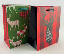 Load image into Gallery viewer, 80 Holiday Gift Bags Coordinating Christmas Gift Wrapping Bags Bulk Set 7" x 9"