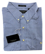 Load image into Gallery viewer, Ultra Club Men's Long Sleeve Button Shirt Blue Mini Check Poplin Multiple Sizes