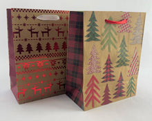 Load image into Gallery viewer, 80 Holiday Gift Bags Coordinating Christmas Gift Wrapping Bags Bulk Set 7" x 9"