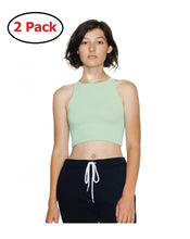 Load image into Gallery viewer, 2 Pack American Apparel Women's Small Crop Top Tank Cropped Shirt Menthe Green