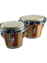 Load image into Gallery viewer, BONGOS 7 & 8" inch SET NATURAL LIGHT WOOD DUAL DRUMS WORLD LATIN Percussion NEW
