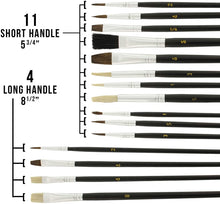 Load image into Gallery viewer, 15pc Artist Paint Brush Set, all Purpose Oil, Watercolor, and Acrylic Paints