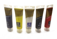 Load image into Gallery viewer, ACRYLIC PAINTS SET 5 x 120ml Tubes White Red Blue Black Yellow Canvas Crafts