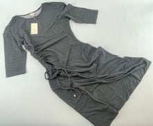 Load image into Gallery viewer, A New Day Cinched Waist Dress Heathered Gray Cozy Jersey w/Copper Accents Small