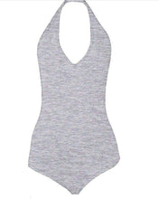 Load image into Gallery viewer, American Apparel Ladies Halter Bodysuit Cotton Spandex, Heather Grey, Ladies Med