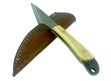 Load image into Gallery viewer, Damascus Steel Kiridashi -Japanese Utility Knife Leather Sheath Custom Handmade