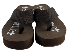 Load image into Gallery viewer, Gypsy Soule Platform Wedge Flip Flops, 2" Comfort Heel Thong Sandals - Brown