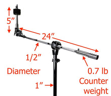 Load image into Gallery viewer, Zenison Cymbal Boom Stand Chrome Heavy Duty Adjustable Double Braced Anti Skid