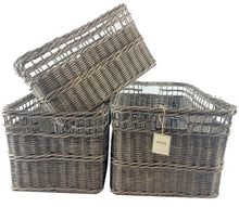 Load image into Gallery viewer, Metro Incorporated Rectangular Basket 3 Piece Set Large Nesting Storage Baskets
