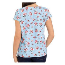 Load image into Gallery viewer, Hilary Radley V Neck Top Blue Floral Combo Blouse Lightweight Fabric Shirt