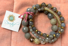 Load image into Gallery viewer, Devoted Pave Bracelet 3 Piece Set, Gray and Gold with Crystal Accents - New
