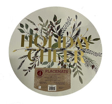 Load image into Gallery viewer, 4 Pack Holiday Cheer Placemats Cork Backed Mats Hot Dishes/Pans Protect Table