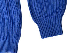 Load image into Gallery viewer, Men's Crewneck Sweater Soft Cotton Comfort Cuffed Chunk Sweater Blue - Large