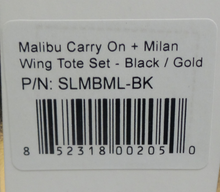 Load image into Gallery viewer, Sandy & Lisa 20" Malibu Carry-on and Milan Wing Tote Set, Black & Gold - New