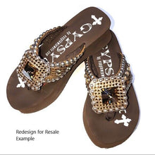 Load image into Gallery viewer, 24 Pack Case Lot for Resale Gypsy Soule Sandals 1" Flats Heel Comfort Flip Flops - Brown