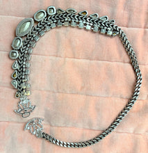 Load image into Gallery viewer, Tova Side Clasp Blue Necklace, Gorgeous Mix of Blue Stones & Crystals