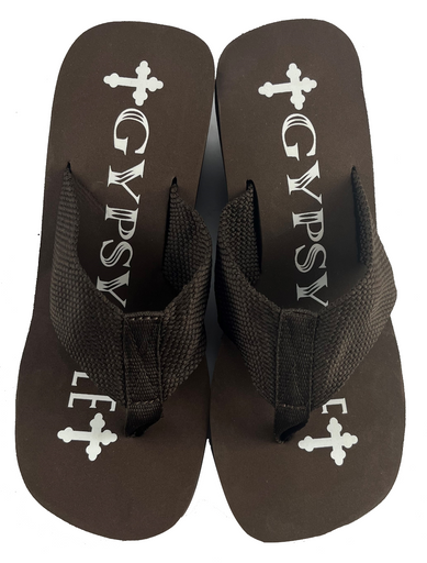 Gypsy Soule Platform Heel Thong Sandals, 3in Wedge Heel Comfort Soles, Brown