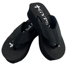 Load image into Gallery viewer, 24 Pack Case Lot for Resale Gypsy Soule Sandals 2" Heel Wholesale Flip Flops - BLACK