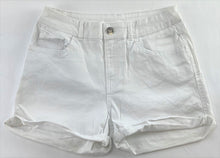 Load image into Gallery viewer, Women's Rolled Leg Shorts Dual Pockets, Button Fly Comfort Fit, White Waist 28"