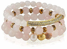 Load image into Gallery viewer, Devoted Rose Quartz Bracelet Set, Light Pink
