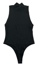 Load image into Gallery viewer, Ladies Thong Mock-Neck Bodysuit by American Apparel Ribbed Form Fitting Top - Lg
