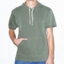 Load image into Gallery viewer, Short Sleeve Hoodie American Apparel Men's French Terry Faded Green Pullover - M