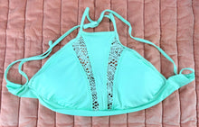 Load image into Gallery viewer, Women's Halter Bikini Top, High Neck with Mesh Lace, Mossimo, Sizes, LG/ XL & SM