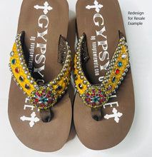 Load image into Gallery viewer, 24 Pack Case Lot for Resale Gypsy Soule Sandals 2" Heel Wedge Flip Flops - Brown