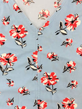 Load image into Gallery viewer, Hilary Radley V Neck Top Blue Floral Combo Blouse Lightweight Fabric Shirt