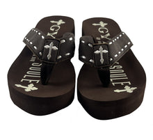 Load image into Gallery viewer, Gypsy Soule VAN GLOW Platform Flip-Flops 2" Comfort Heel Thong Sandals - Brown