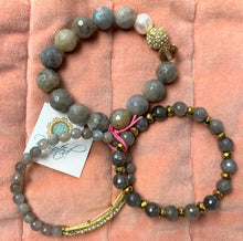 Load image into Gallery viewer, Devoted Pave Bracelet 3 Piece Set, Gray and Gold with Crystal Accents - New