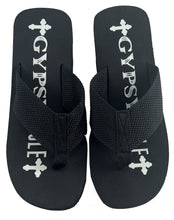 Load image into Gallery viewer, Gypsy Soule - 3" Heel Platform Thong Sandals Wedge Comfort Soles - BLACK