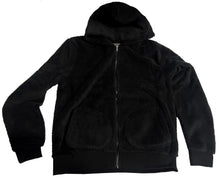 Load image into Gallery viewer, Women's Fluffy Plush Hoodie Full Zip Lined Hooded Sweatshirt w/Pockets Blk Large