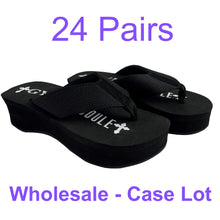 Load image into Gallery viewer, 24 Pack Case Lot for Resale Gypsy Soule Sandals 2" Heel Wholesale Flip Flops - BLACK