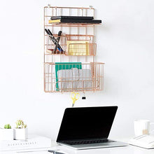 Load image into Gallery viewer, Hook Rack for Wall Grid Panel, Universal 4 Hook Attachment, 10in Rose Gold - New