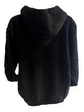 Load image into Gallery viewer, Women's Fluffy Plush Hoodie Full Zip Lined Hooded Sweatshirt w/Pockets Blk Large