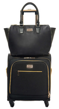 Load image into Gallery viewer, Sandy & Lisa 20" Malibu Carry-on and Milan Wing Tote Set, Black & Gold - New