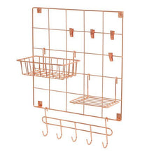 Load image into Gallery viewer, Hook Rack for Wall Grid Panel, Universal 4 Hook Attachment, 10in Rose Gold - New