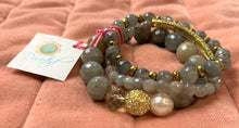 Load image into Gallery viewer, Devoted Pave Bracelet 3 Piece Set, Gray and Gold with Crystal Accents - New