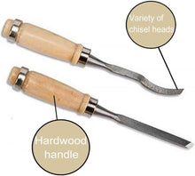 Load image into Gallery viewer, 12-Piece Chisel Set Professional Wood Carving Sculpting Whittling Chisels & Case