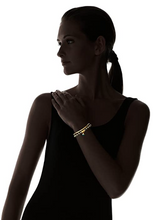 Load image into Gallery viewer, Devoted Pyrite Pave Bracelet 2 Piece Set, Gray and Gold with Green Charm Accent