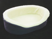Load image into Gallery viewer, Plush Sherpa Lined Pet Bed with Removable Cushion, Size Med - Dark Navy