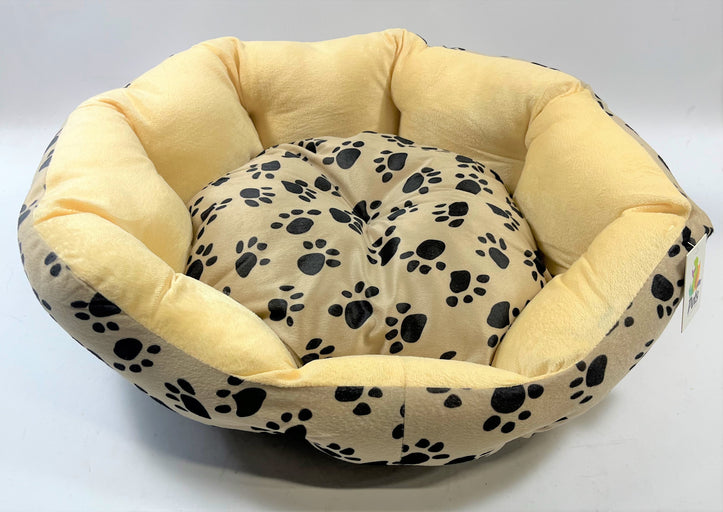 Plush Cushioned Paw Print Pattern Pet Bed - Small Size 25