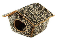 Load image into Gallery viewer, Cozy Pet Cottage, Foldable Pet House with Animal Print, Pet Bed 15" x 13" x 12" 