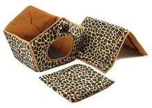 Load image into Gallery viewer, Cozy Pet Cottage, Foldable Pet House with Animal Print, Pet Bed 15" x 13" x 12" 